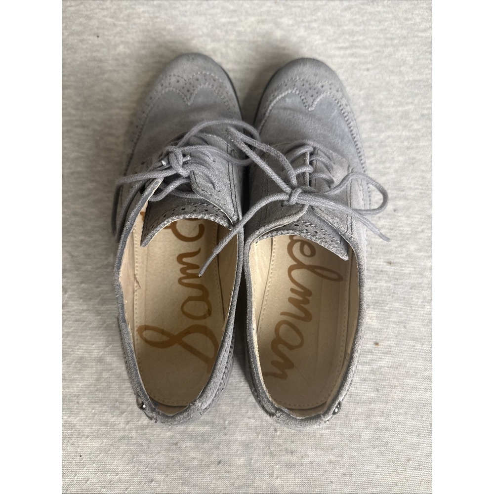 Sam Edelman 8.5M Womens Gray Leather Suede Irving Oxford Lace-up Shoes - Picture 6 of 12
